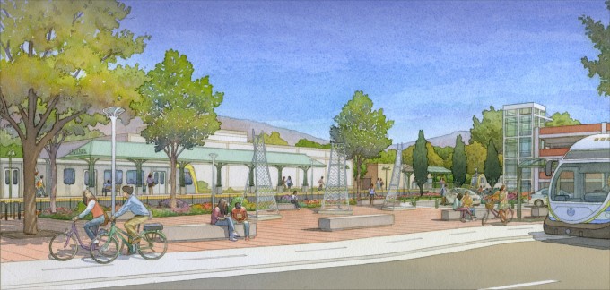 Artist Rendering of La Verne train station on the Foothill Goldline